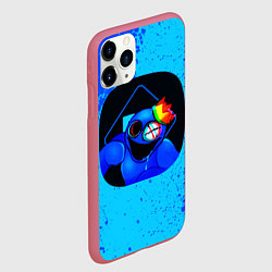 Чехол iPhone 11 Pro матовый Радужные друзья: Синий глитч, цвет: 3D-малиновый — фото 2