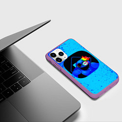 Чехол iPhone 11 Pro матовый Радужные друзья: Синий глитч, цвет: 3D-фиолетовый — фото 2
