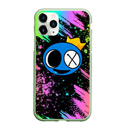 Чехол iPhone 11 Pro матовый Rainbow Friends: Blue, цвет: 3D-салатовый