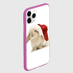 Чехол iPhone 11 Pro матовый Новогодний кролик - 2023, цвет: 3D-фиолетовый — фото 2