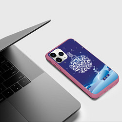 Чехол iPhone 11 Pro матовый Доброго нового года, цвет: 3D-малиновый — фото 2
