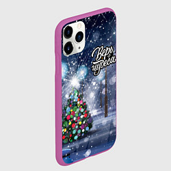 Чехол iPhone 11 Pro матовый Новогодняя ёлочка, цвет: 3D-фиолетовый — фото 2