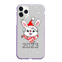 Чехол iPhone 11 Pro матовый Белый кролик в шарфе 2023, цвет: 3D-светло-сиреневый