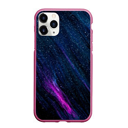 Чехол iPhone 11 Pro матовый Звёздное абстрактное фиолетовое небо, цвет: 3D-малиновый