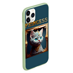 Чехол iPhone 11 Pro матовый Кошечка принцесса - картина в рамке, цвет: 3D-салатовый — фото 2