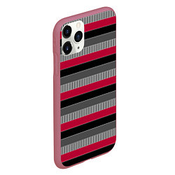 Чехол iPhone 11 Pro матовый Красно-черный полосатый современный узор, цвет: 3D-малиновый — фото 2