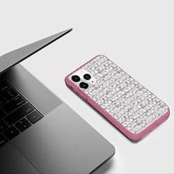 Чехол iPhone 11 Pro матовый Головы человечков скетч, цвет: 3D-малиновый — фото 2