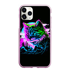 Чехол iPhone 11 Pro матовый Неоновый котёнок поп-арт, цвет: 3D-розовый