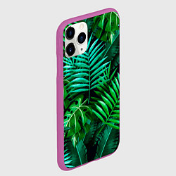 Чехол iPhone 11 Pro матовый Тропические растения - текстура, цвет: 3D-фиолетовый — фото 2
