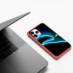 Чехол iPhone 11 Pro матовый Неоновый разлом - киберпанк броня, цвет: 3D-красный — фото 2