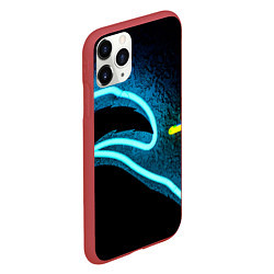 Чехол iPhone 11 Pro матовый Неоновый разлом - киберпанк броня, цвет: 3D-красный — фото 2