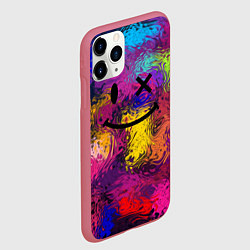 Чехол iPhone 11 Pro матовый Смайлик с брызгами краски, цвет: 3D-малиновый — фото 2