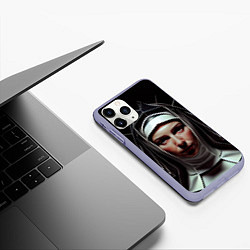 Чехол iPhone 11 Pro матовый Нейросеть: монахиня, цвет: 3D-светло-сиреневый — фото 2