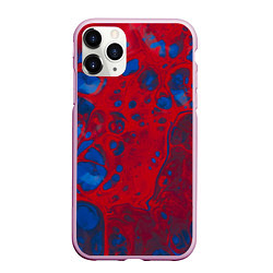 Чехол iPhone 11 Pro матовый Красно-синие разводы, цвет: 3D-розовый