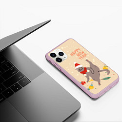 Чехол iPhone 11 Pro матовый Новогодний хоба, цвет: 3D-розовый — фото 2