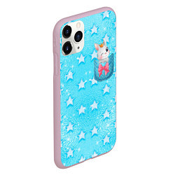 Чехол iPhone 11 Pro матовый Зайчик в кармане, цвет: 3D-розовый — фото 2