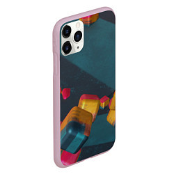 Чехол iPhone 11 Pro матовый Множество абстрактных кубиков, цвет: 3D-розовый — фото 2