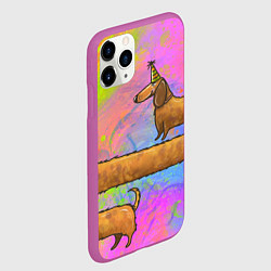 Чехол iPhone 11 Pro матовый Очень-очень длинная такса, цвет: 3D-фиолетовый — фото 2