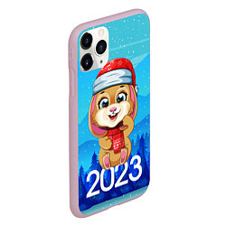 Чехол iPhone 11 Pro матовый Зайчик Новый год 2023, цвет: 3D-розовый — фото 2