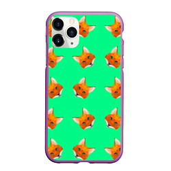 Чехол iPhone 11 Pro матовый Эстетика Полигональные лисы, цвет: 3D-фиолетовый