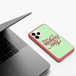 Чехол iPhone 11 Pro матовый Happy Mothers Day - надпись, цвет: 3D-красный — фото 2
