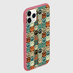 Чехол iPhone 11 Pro матовый Peace symbol pattern, цвет: 3D-малиновый — фото 2