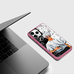 Чехол iPhone 11 Pro матовый Сатору Годжо в очках - магическая битва, цвет: 3D-малиновый — фото 2