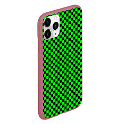 Чехол iPhone 11 Pro матовый Зелёная шахматка - паттерн, цвет: 3D-малиновый — фото 2