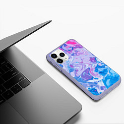 Чехол iPhone 11 Pro матовый Абстрактные разводы краски, цвет: 3D-светло-сиреневый — фото 2