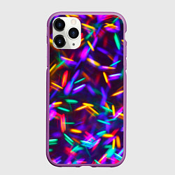 Чехол iPhone 11 Pro матовый Цветомузыка, цвет: 3D-фиолетовый