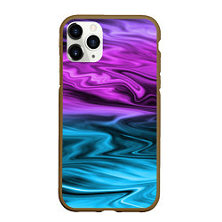 Чехол iPhone 11 Pro матовый Синий с фиолетовым размытый абстрактный узор, цвет: 3D-коричневый