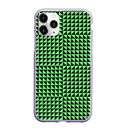 Чехол iPhone 11 Pro матовый Чёрно-зелёная оптическая иллюзия, цвет: 3D-светло-сиреневый