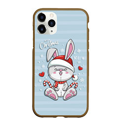 Чехол iPhone 11 Pro матовый Рождественский кролик, цвет: 3D-коричневый