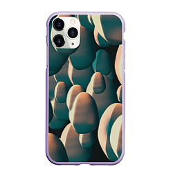 Чехол iPhone 11 Pro матовый Множество абстрактных летающих камней, цвет: 3D-светло-сиреневый