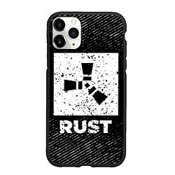 Чехол iPhone 11 Pro матовый Rust с потертостями на темном фоне, цвет: 3D-черный