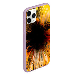 Чехол iPhone 11 Pro матовый Жёлтые текущие краски, цвет: 3D-сиреневый — фото 2