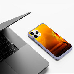 Чехол iPhone 11 Pro матовый Оранжевый космос и луна, цвет: 3D-светло-сиреневый — фото 2