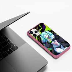 Чехол iPhone 11 Pro матовый Ребекка - органический зеленый, цвет: 3D-малиновый — фото 2