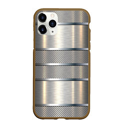 Чехол iPhone 11 Pro матовый Металлические полосы - текстура алюминия, цвет: 3D-коричневый