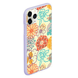 Чехол iPhone 11 Pro матовый Цветы и геометрические фигуры скетч, цвет: 3D-светло-сиреневый — фото 2