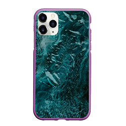 Чехол iPhone 11 Pro матовый Волны абстрактной воды и красок, цвет: 3D-фиолетовый