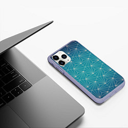 Чехол iPhone 11 Pro матовый Геометрические фигуры - паттерн, цвет: 3D-светло-сиреневый — фото 2