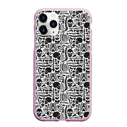 Чехол iPhone 11 Pro матовый Части скелета, цвет: 3D-розовый