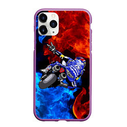 Чехол iPhone 11 Pro матовый Yamaha мотогонки - огонь инь-янь, цвет: 3D-фиолетовый