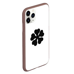 Чехол iPhone 11 Pro матовый Черный пятилистный клевер из аниме - черный клевер, цвет: 3D-коричневый — фото 2