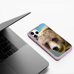 Чехол iPhone 11 Pro матовый Русский бурый медведь, цвет: 3D-розовый — фото 2