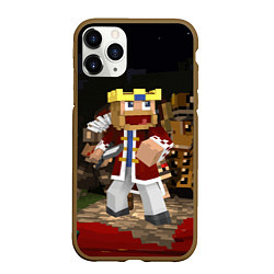 Чехол iPhone 11 Pro матовый Minecraft - warrior - video game - sword, цвет: 3D-коричневый