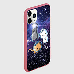 Чехол iPhone 11 Pro матовый Три котика в открытом космосе, цвет: 3D-малиновый — фото 2