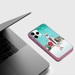 Чехол iPhone 11 Pro матовый Зайчиха модница, цвет: 3D-малиновый — фото 2