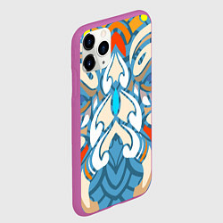 Чехол iPhone 11 Pro матовый Нежные восточные узоры, цвет: 3D-фиолетовый — фото 2